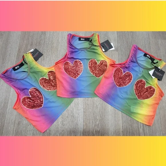 Iron Fist Rainbow Heart Sequin Top - Picture 2 of 8